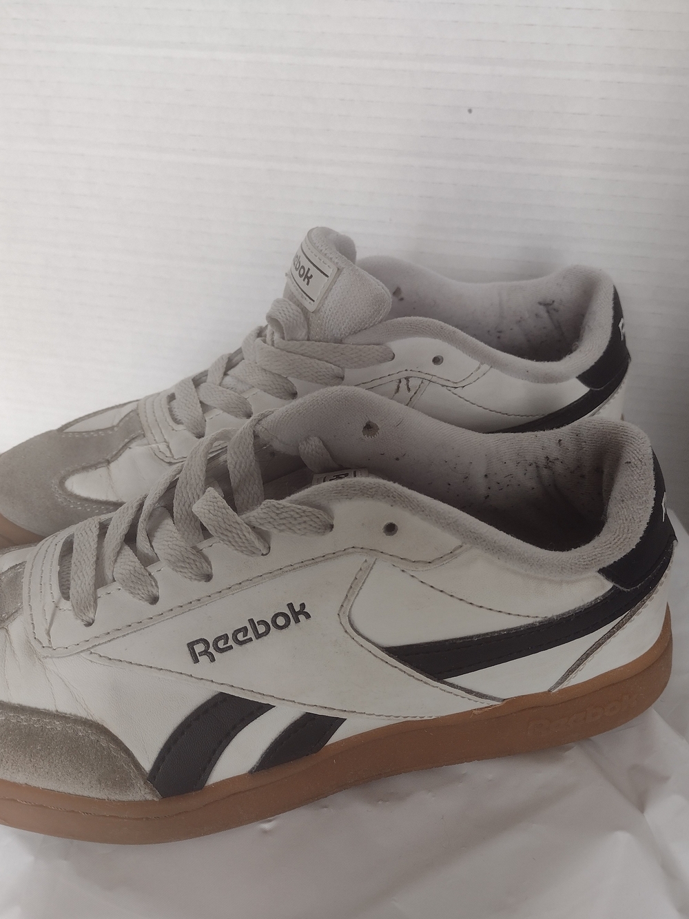 Reebok White, Black & Gum Low-Top Sneakers